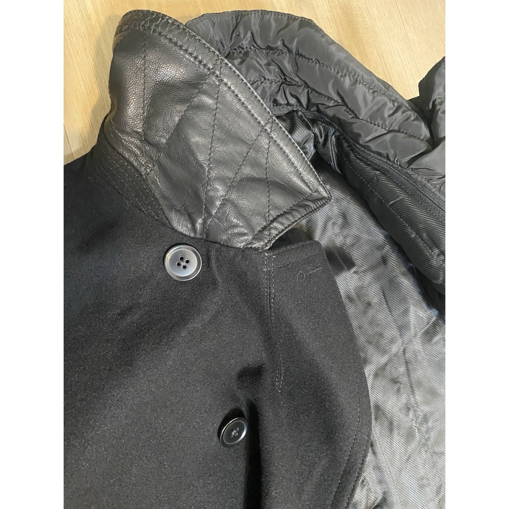 NWT Express‎ Double Breasted Wool Blend Peacoat Black Lined Preppy Coat Men L - Picture 9 of 10